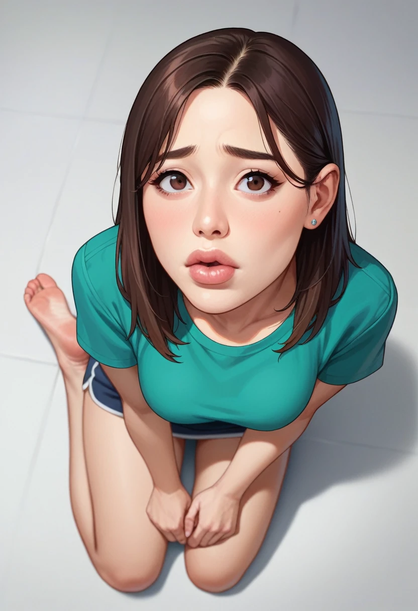 score_9, score_8_up, score_7_up, source_anime, masterpiece, absurdres, 1girl, from above, sexy asian girlfriend looking up at you, kneeling, big tits, submissive, nervous, big lips, nsfw