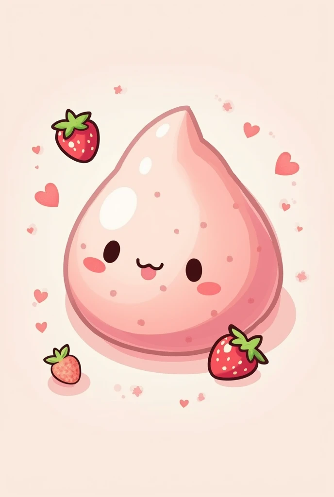 Draw me a picture of a strawberry mochi in an aesthetic kawaii art style