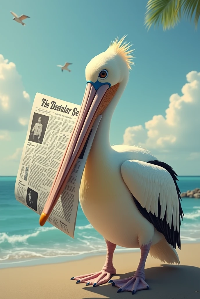 A pelican with a newspaper
A pelican with a newspaper
