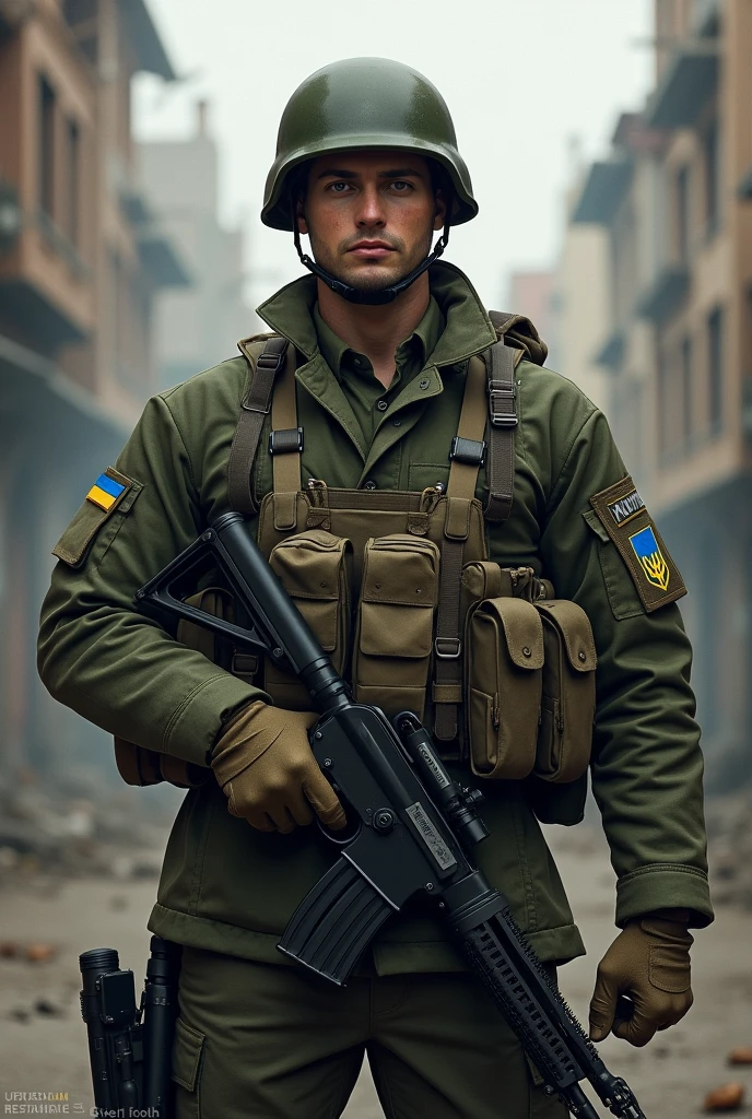 Brave Ukrainian soldier
