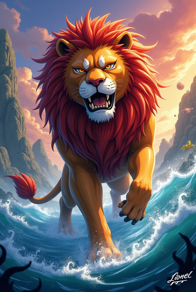 banner text "LIONEL NFT", with a One Piece style background