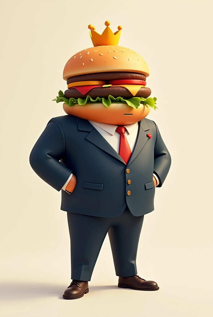 Generate a person with a hamburger head wearing a suit, designed in a stylish logo style with fine details.