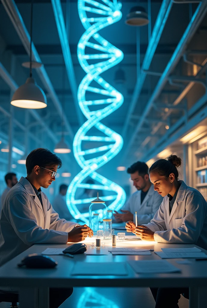 I would like to have photos of people studying medicine inside a DNA