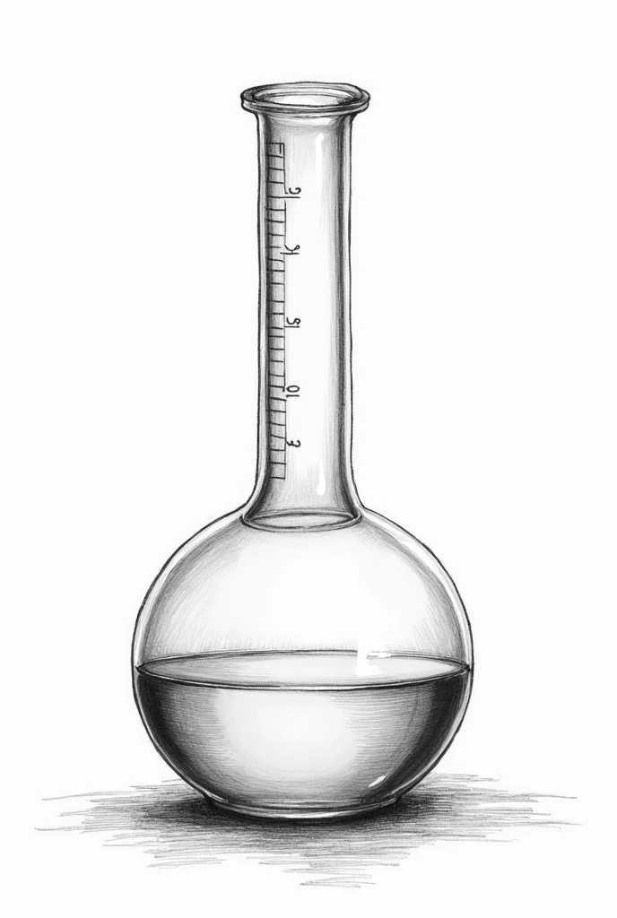 Produce a drawing that looks like it was made with a pen, the distillation flask glassware