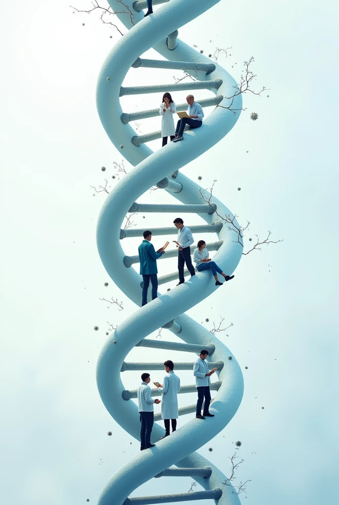 I would like for photos of people studying medicine to be inside the sign of the DNA.