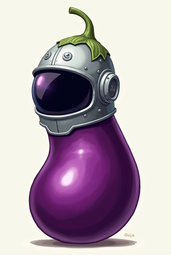 Draw an eggplant wearing a helmet