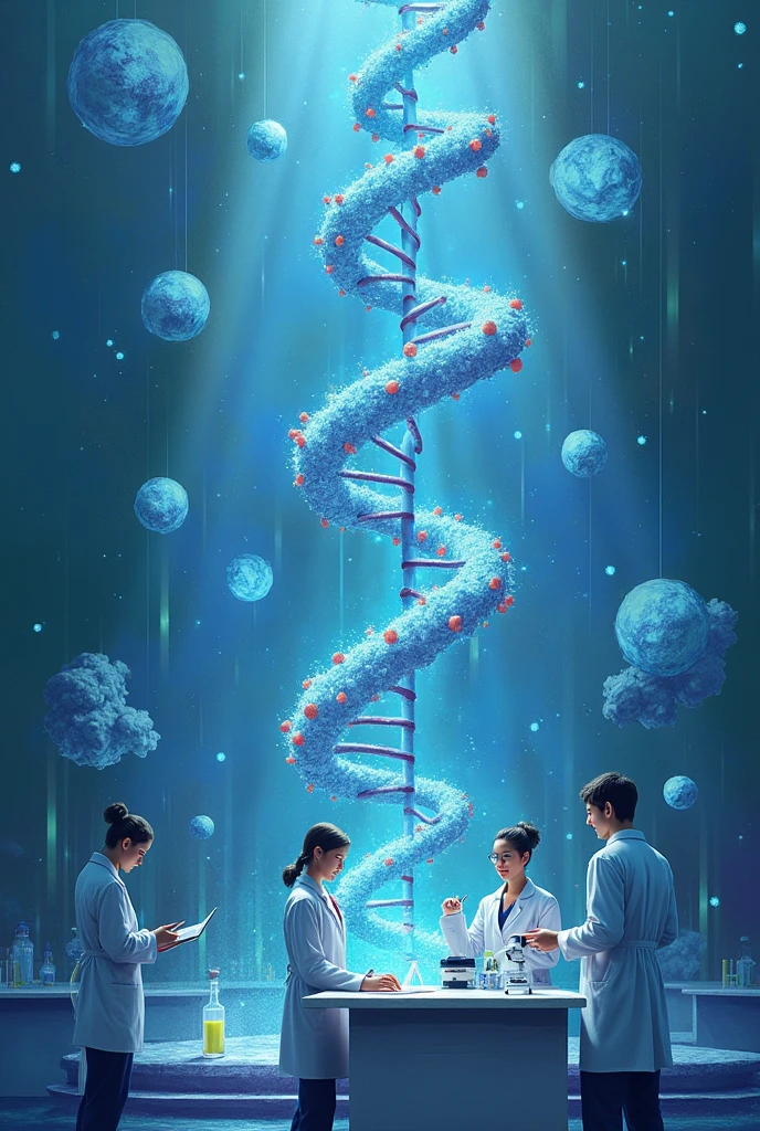 I would like for there to be pictures of people studying medicine or pictures related to medicine inside the DNA sign. 