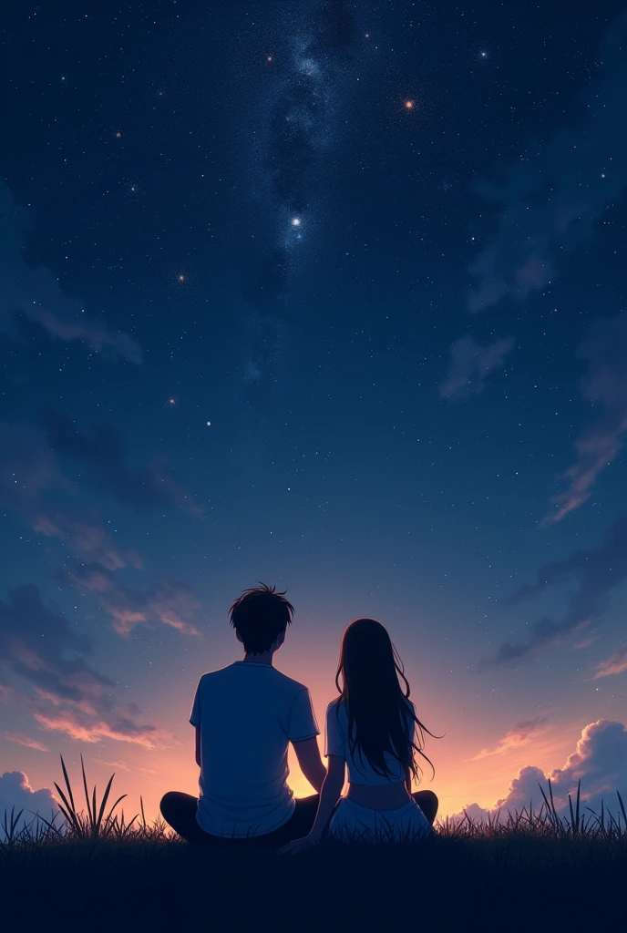 A love story of two people sitting close to the sky and stars