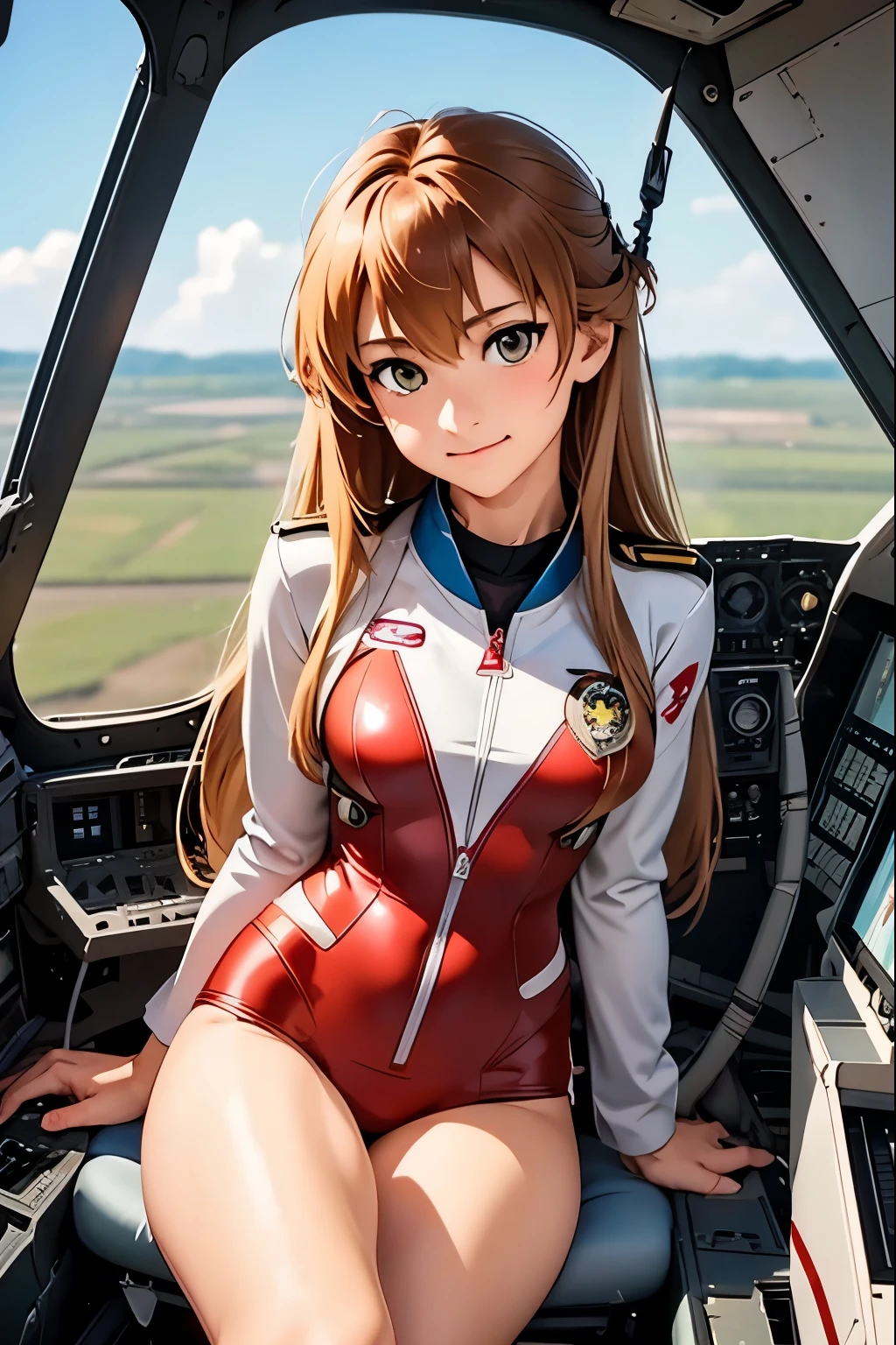 Taiga Aisaka F 35 pilot, Taiga Aisaka from the anime Toradora, inside a cockpit of an F 35 model fighter plane. Outside lightning, thunderbolts, storm clouds, aerial combat,