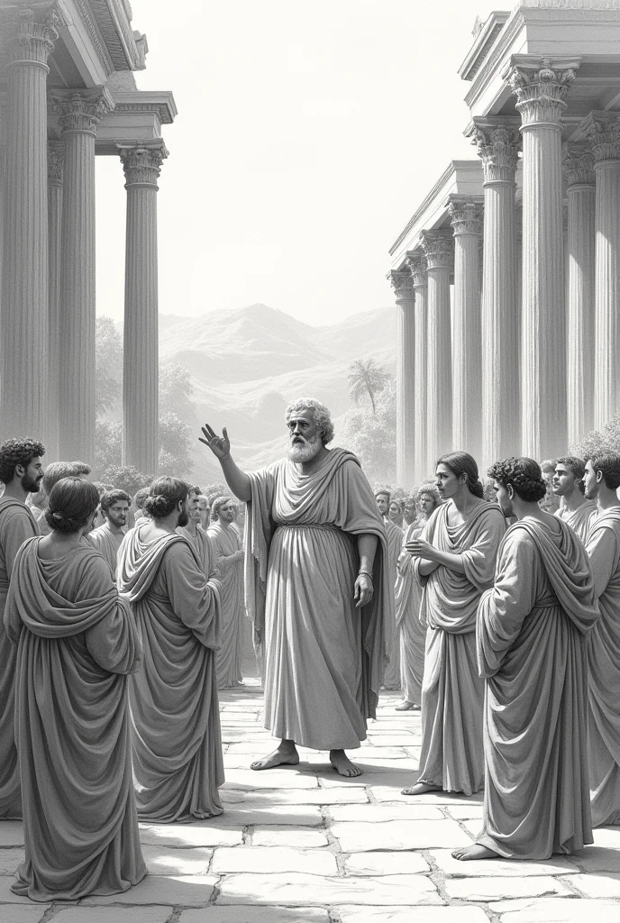 A drawing explaining Plato's philosophical contributions