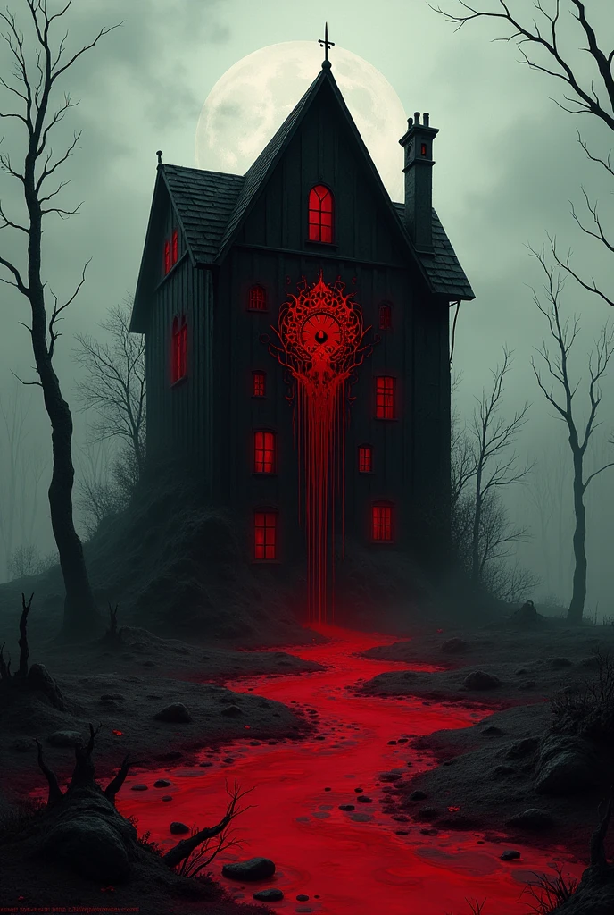 house formed with drops of blood,that conveys the concept of death