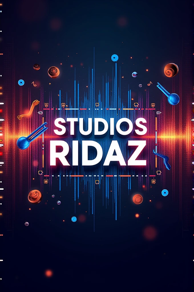 Can you make me a banner for Facebook that says STUDIOS RIDAZ with a sound theme and audio production?, You can put frequencies, microphones or headphones to decorate