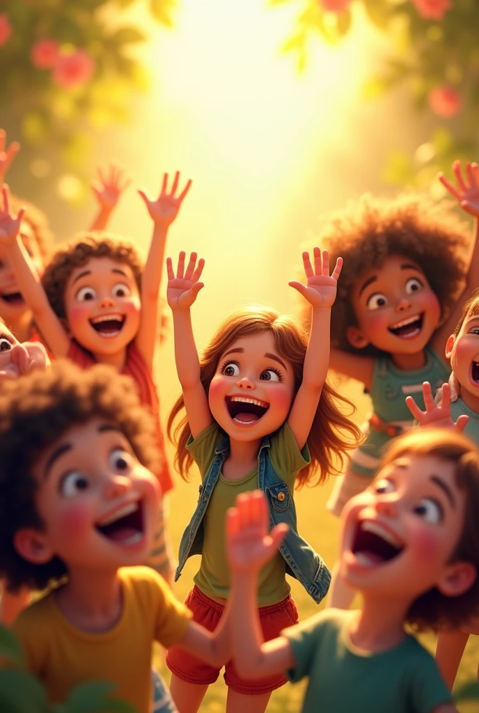  Happy children singing joyfully