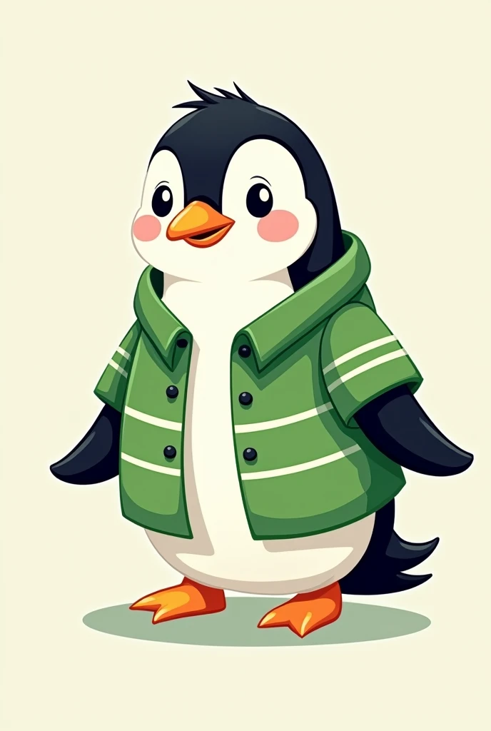 penguin with a green and white shirt