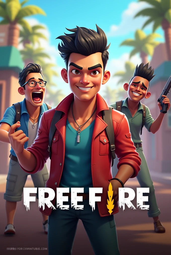 A thumbnail for YouTube about funny free fire game
