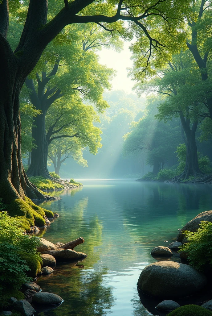 Make a lake in the middle of a forest 