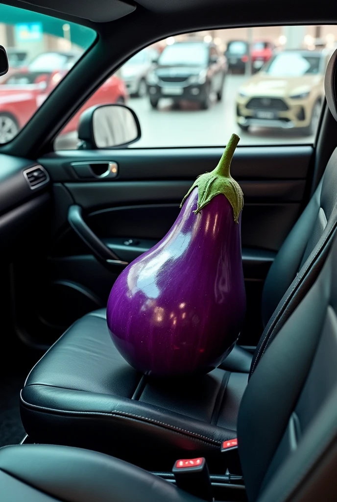 Eggplant bad inside a car show
