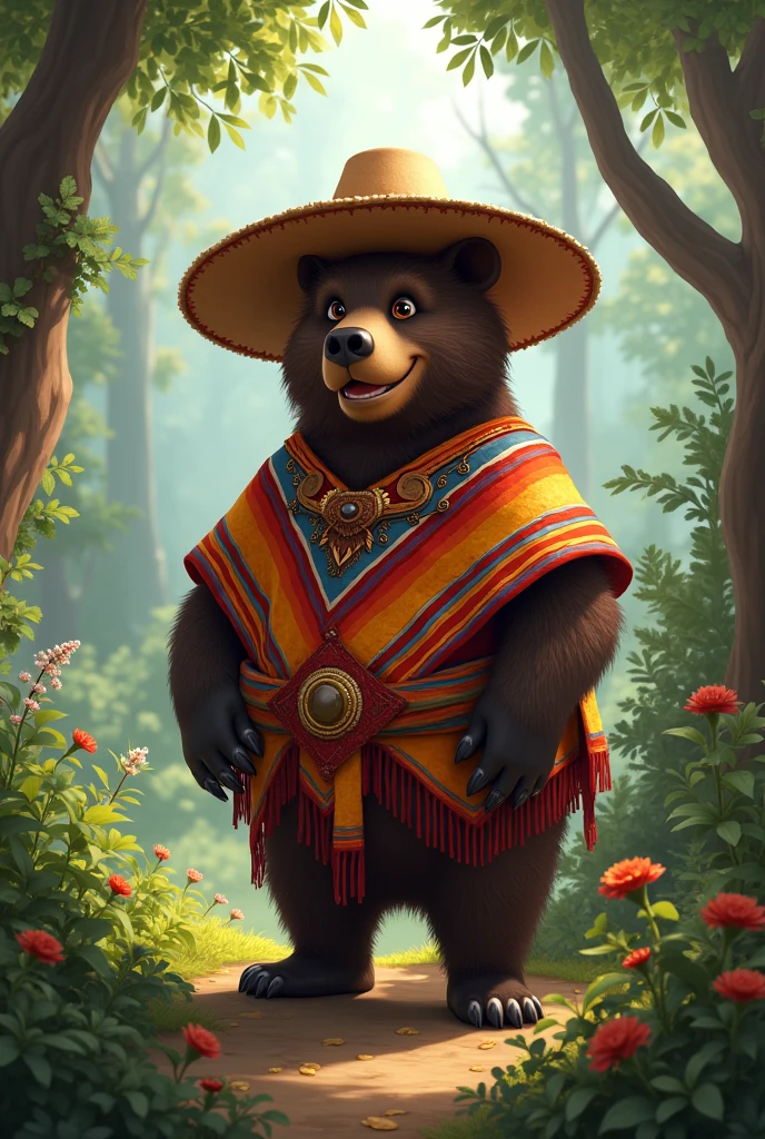 Hello, lina! —said the bear in a warm voice—. I am a Bear (with a poncho and a llanero hat) Juan, the guardian of the legends of Casanare.