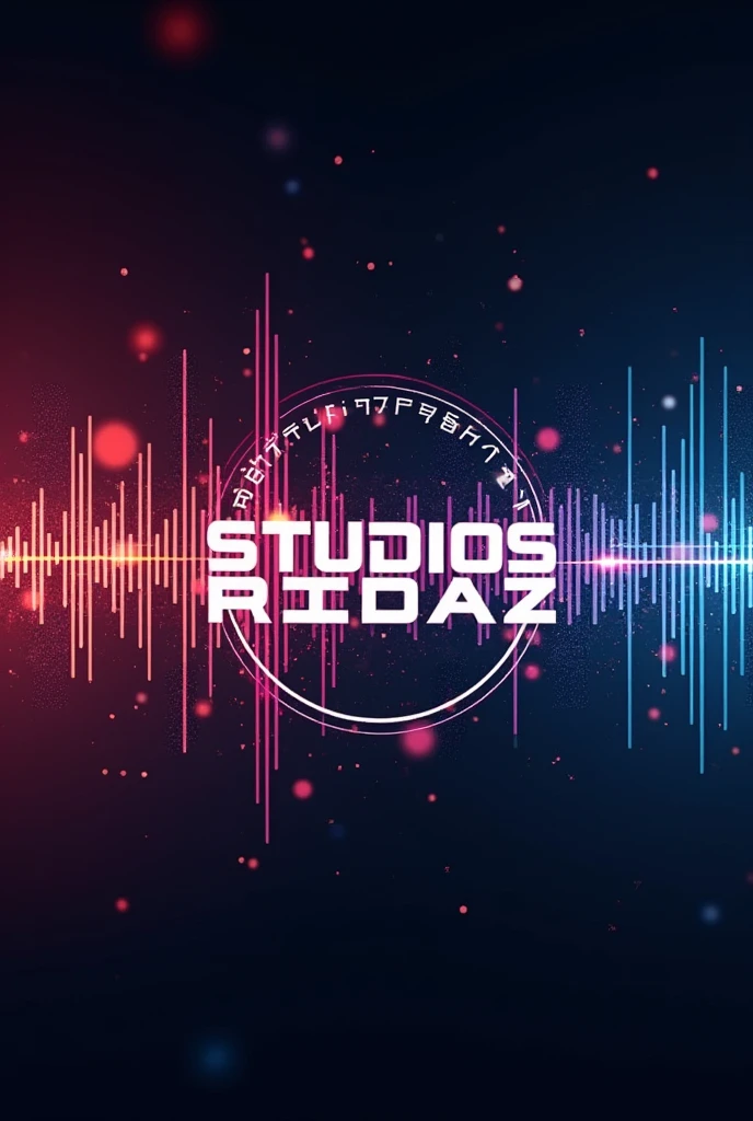 Can you make me a square Facebook banner that says STUDIOS RIDAZ with a theme of sound and audio production?, You can put frequencies, microphones or headphones to decorate