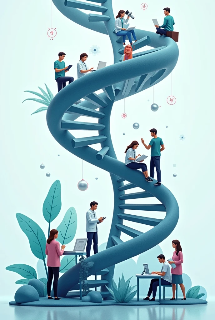 Within the sign of the DNA are people studying medicine or something related to medicine, all this within the sign of the DNA 
