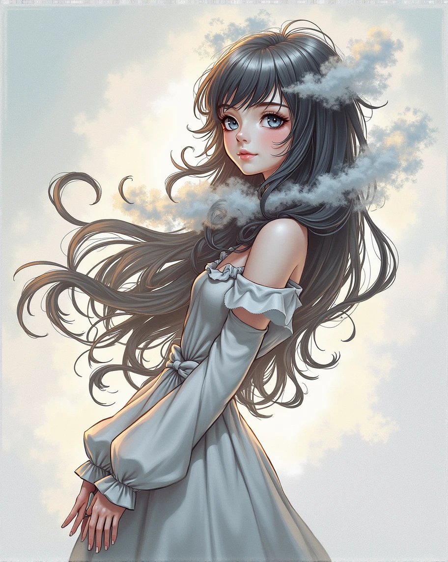 Make the same image but give it a fluffy hair 