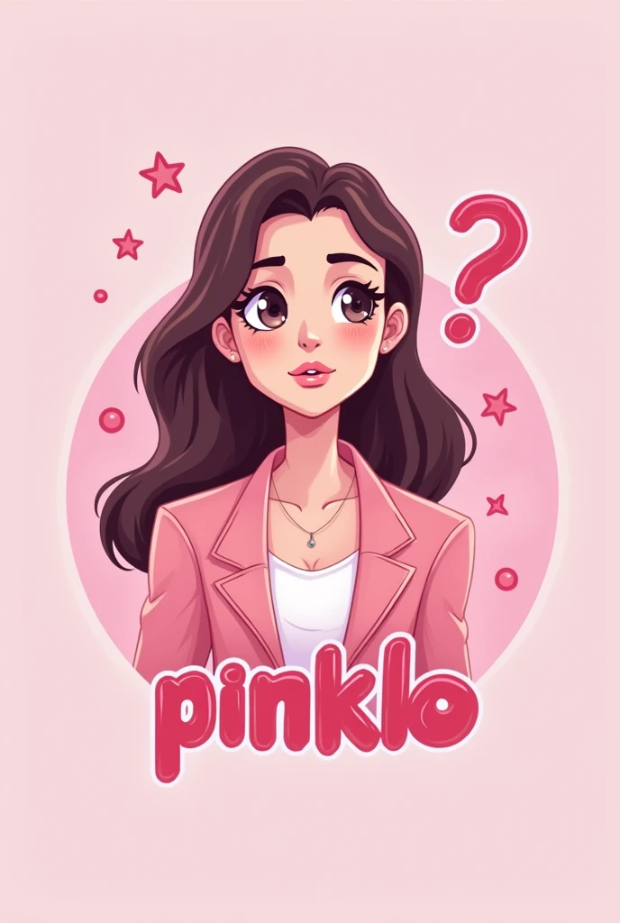 Logo  for a YouTube channel about quiz 
Girl in pink colors 
Channel name is quiz pinklo 
Not for kids a bit serious 