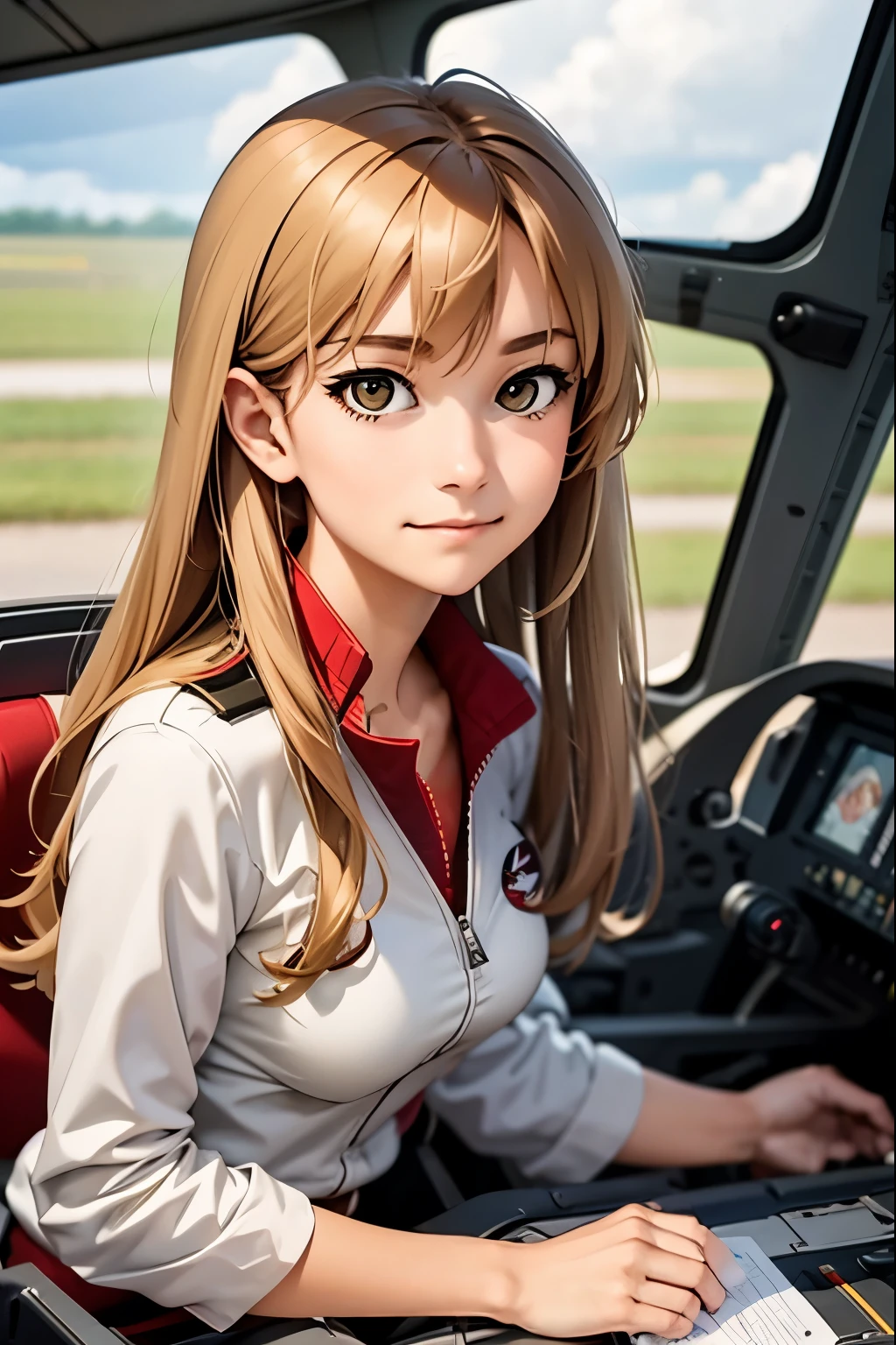 Taiga Aisaka F 35 pilot, Taiga Aisaka from the anime Toradora, inside a cockpit of an F 35 model fighter plane. Outside lightning, thunderbolts, storm clouds, aerial combat,