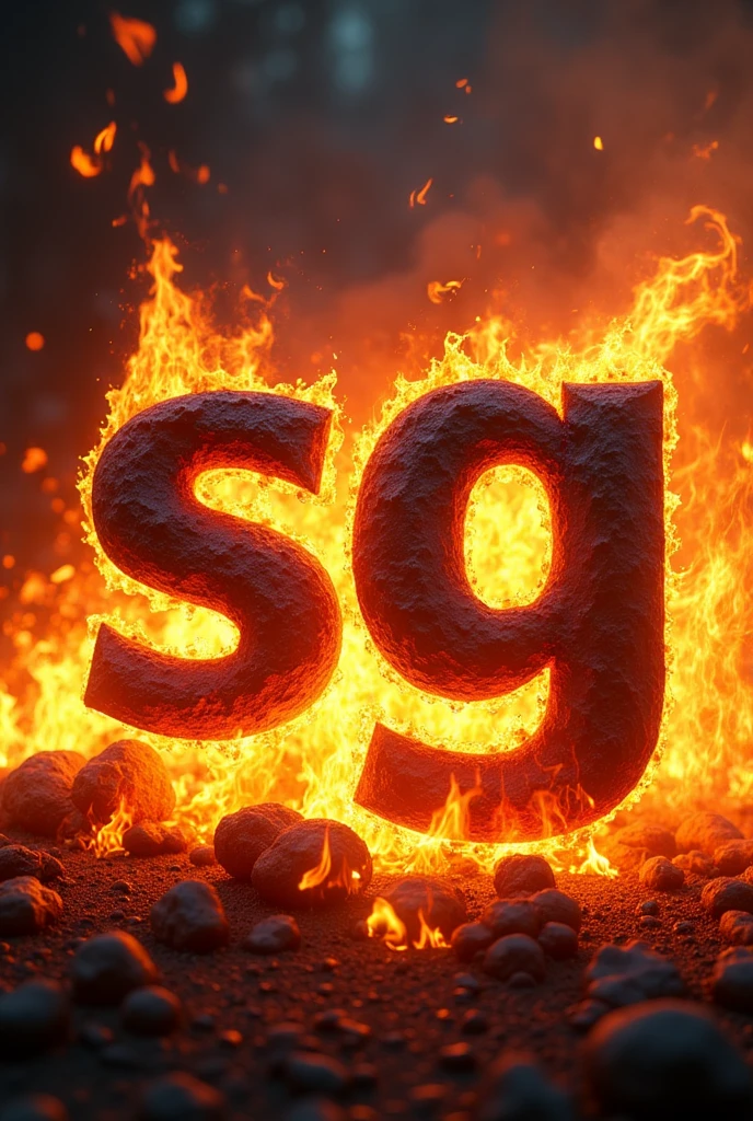Fire background with the letters s and g