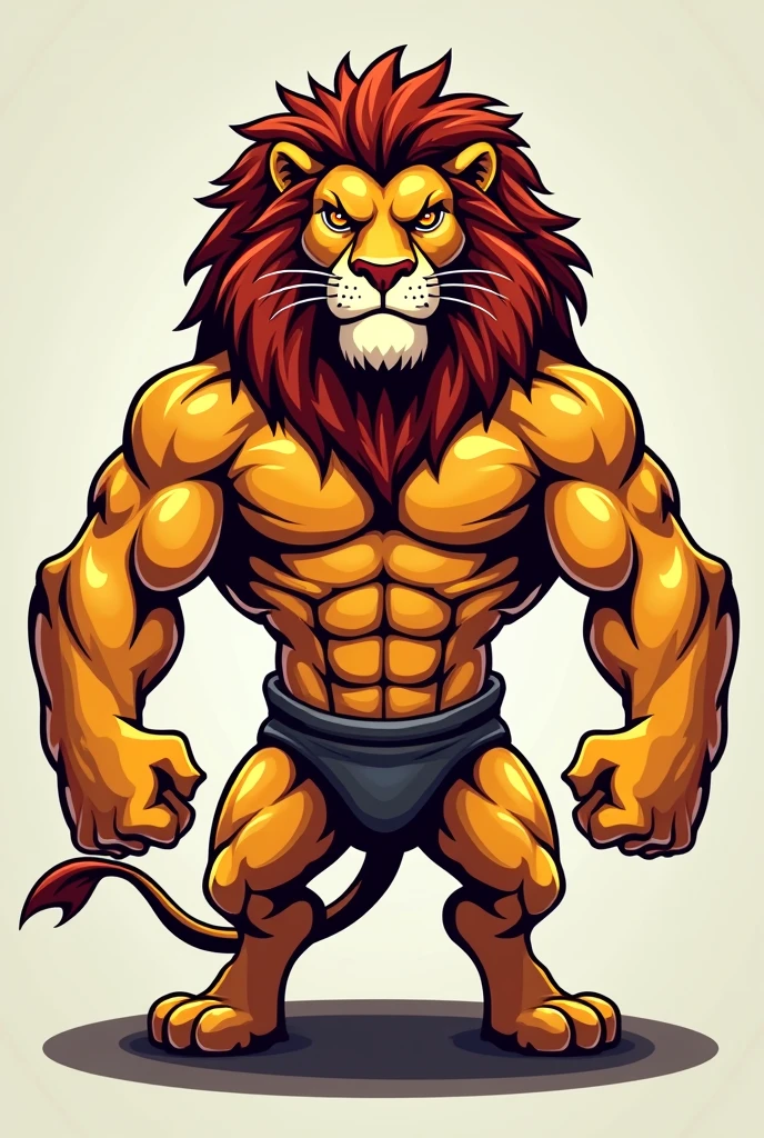 Photo of a very muscular and buff lion
for a cartoon gym logo
