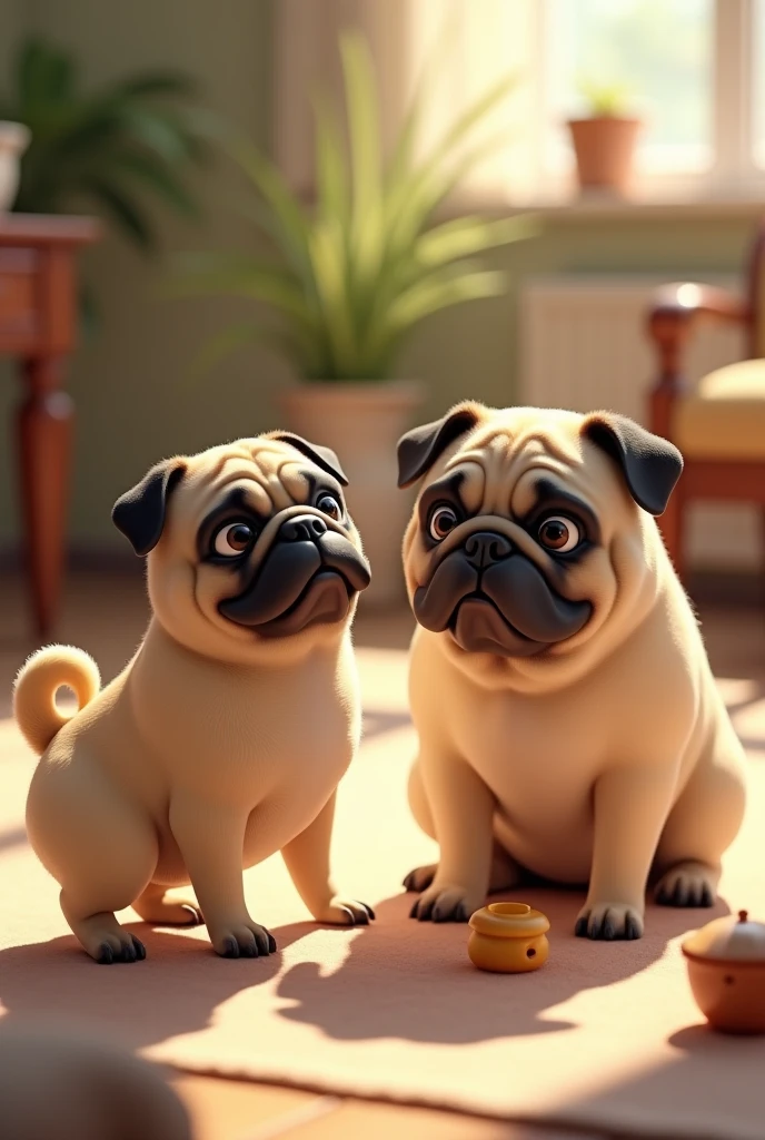 A pug dog and English bulldog 