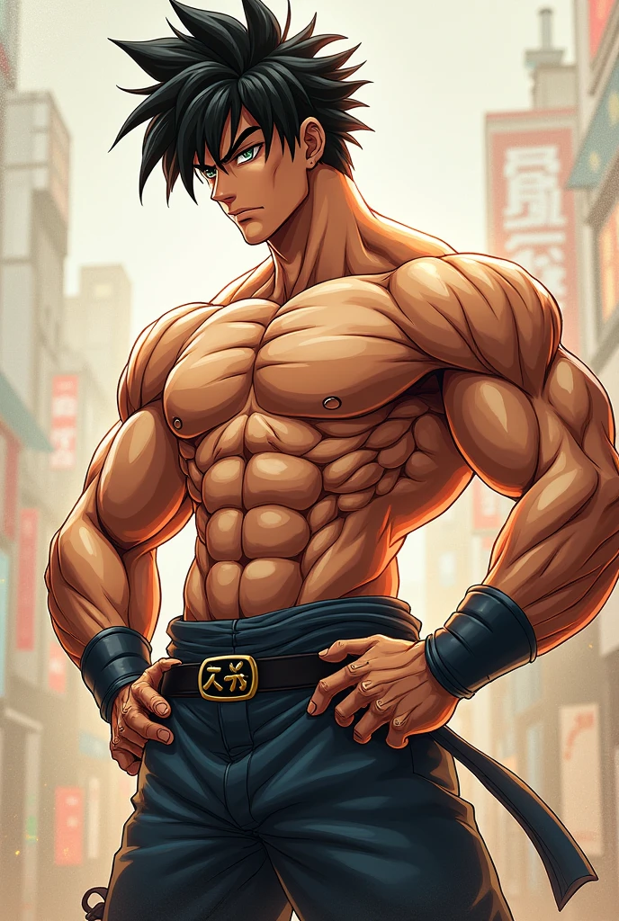 You can create a handsome, muscular guy who is anime manga style?