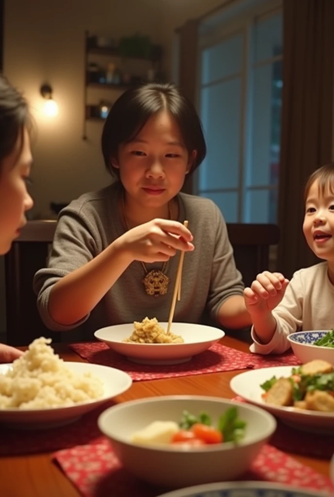Please créer une vidéo d'humour de repas en famille chinois