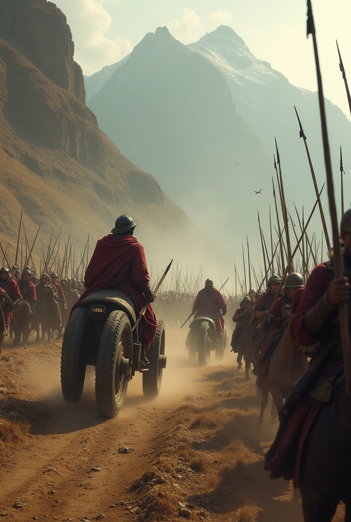 Mennonites on wheels in a pitched battle against Alexander the Great of Macedonia