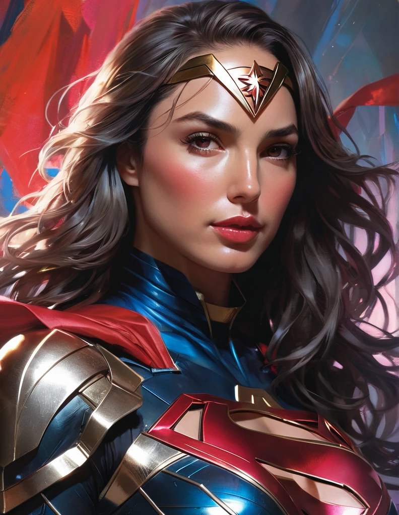 a close up of a woman in a costume on sexy painting of gal gadot, extremely detailed artgerm, trending artgerm, as seen on artgerm, artgerm style, artgerm comic, artist artgerm i and wlop, artgerm detailed, artgerm and wlop, artgerm colorful!!!, stephen lau and artgerm, as seen on artgerm, artgerm julie bell beeple, stanley artgerm lau, artgerm and ben lo, portrait of Super girl, artgerm on artstation pixiv, posing for a picture of a person for photoshoot
