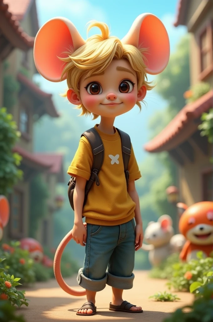 a blonde guy with mouse ears and mouse tail