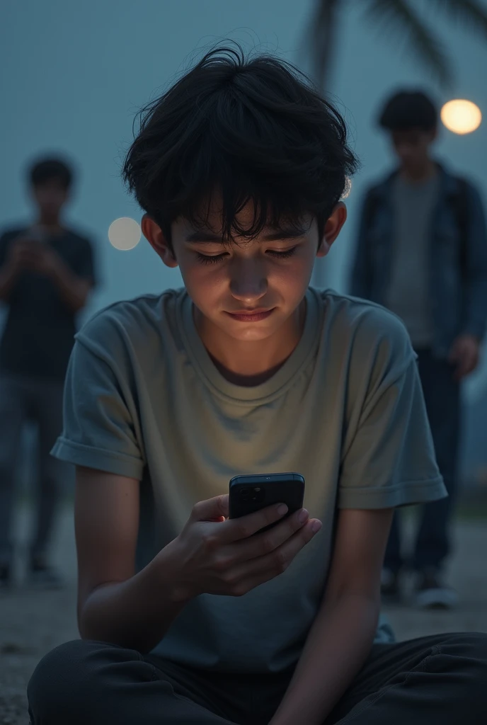 Young person in a situation of rejection by the cell phone