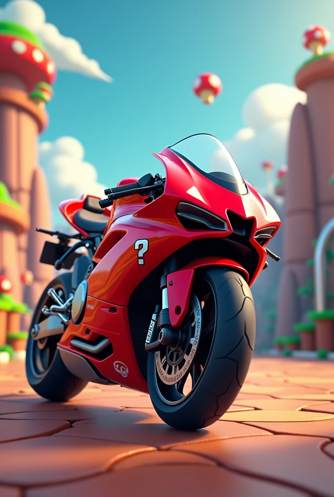 Red motorcycle , with Mario Bros
