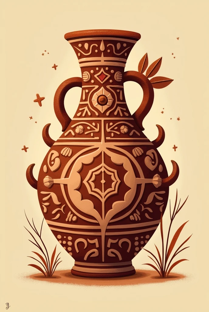 illustration of a Chibcha Colombian symbol, terracotta color