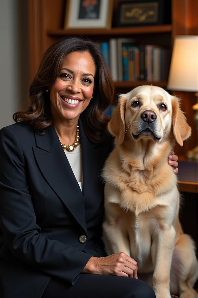 Met our newest pawlicy advisor today—say hi to Newton! Kamala harris with newton and keep $newton word in image