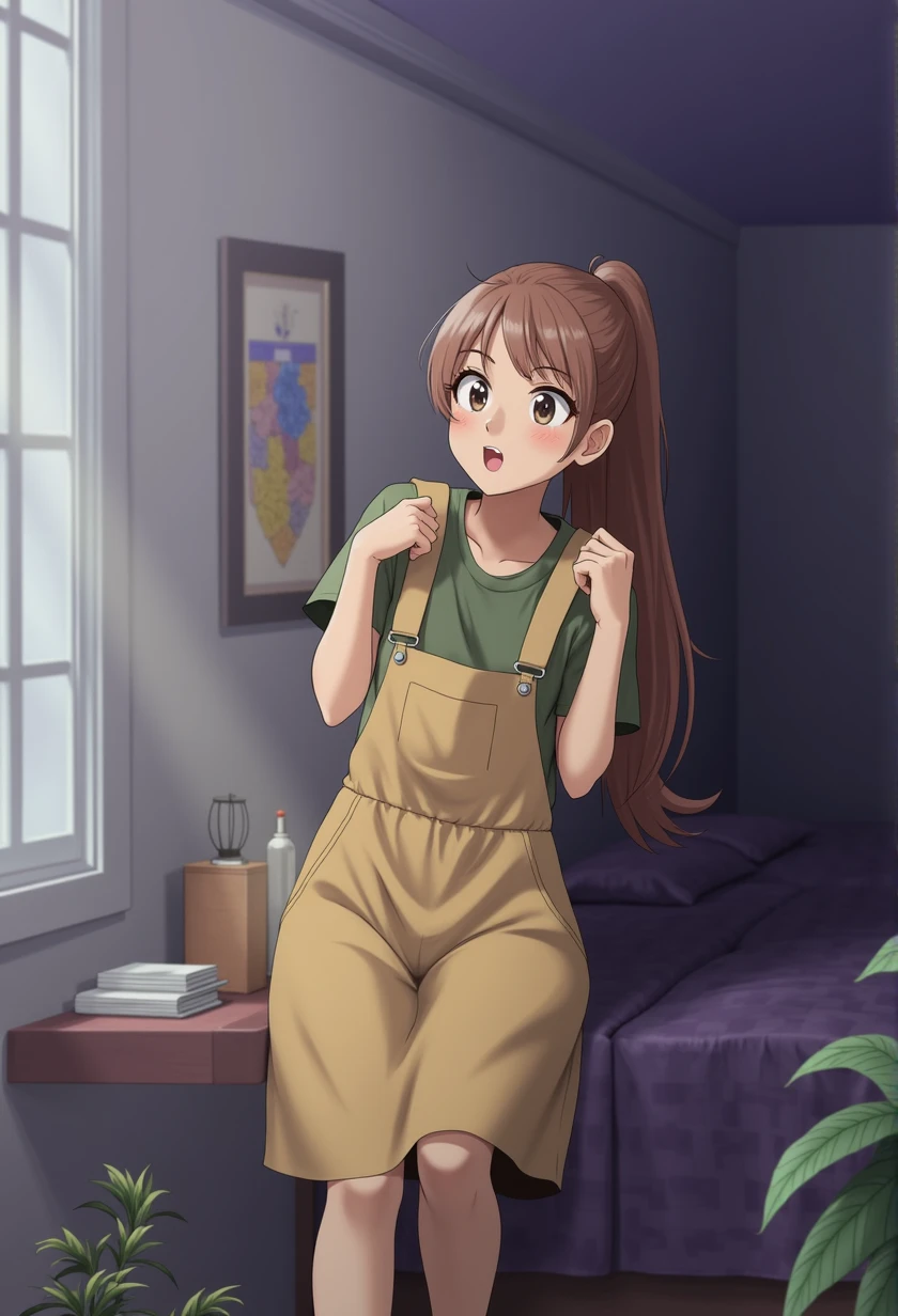 Beautiful 18 year old woman, Brown hair, Brown hair, In short clothes, young, White skin, 16 years