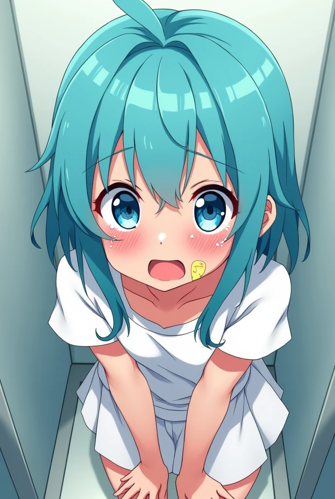 Miku Hatsune x debt,  Complete plan, the best high definition lighting, blushing face add_detail:1, I sigh with my mouth