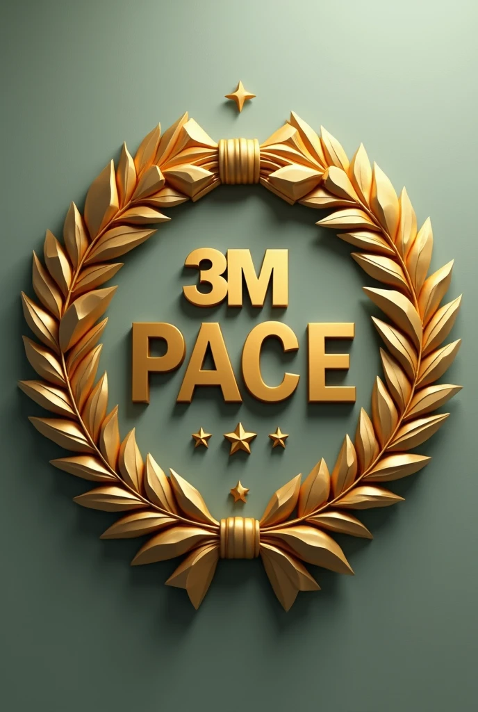The original image features the text "3M PACE" in a golden, three-dimensional font, against a green-gray background. Around the text, with decorative golden ribbons and stars, in a circular composition that conveys elegance and sophistication.