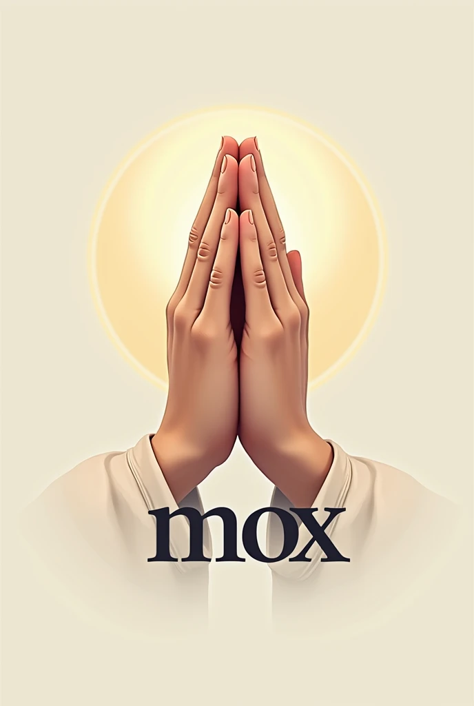 A logo of hands in prayer with the word mox