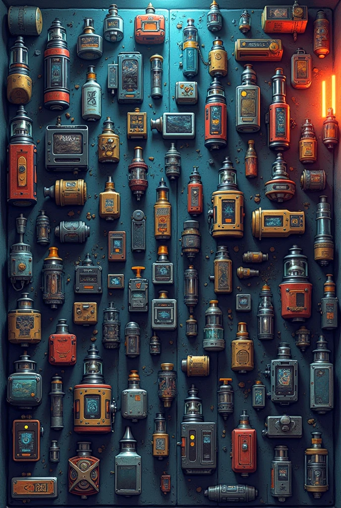Make me a wallpaper with drawings of very very small vapers, all together and no spaces with a very urban style