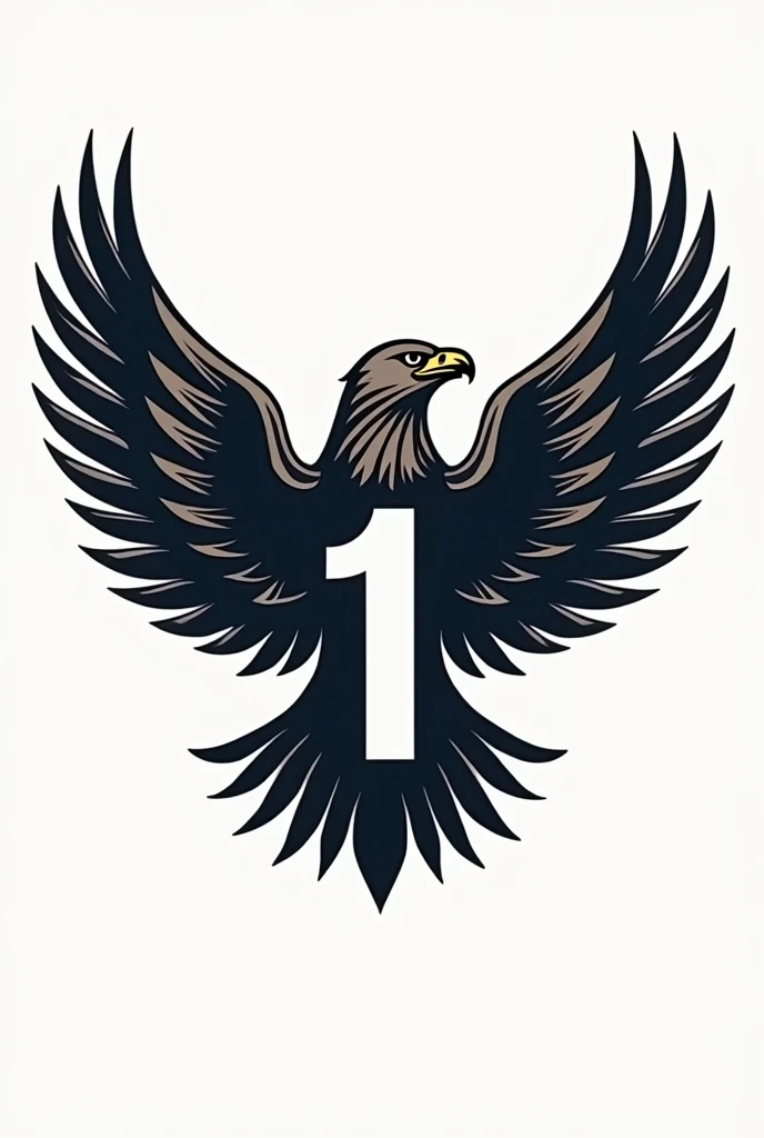 Logo with hawks combined with number 1 for goalkeeper jersey