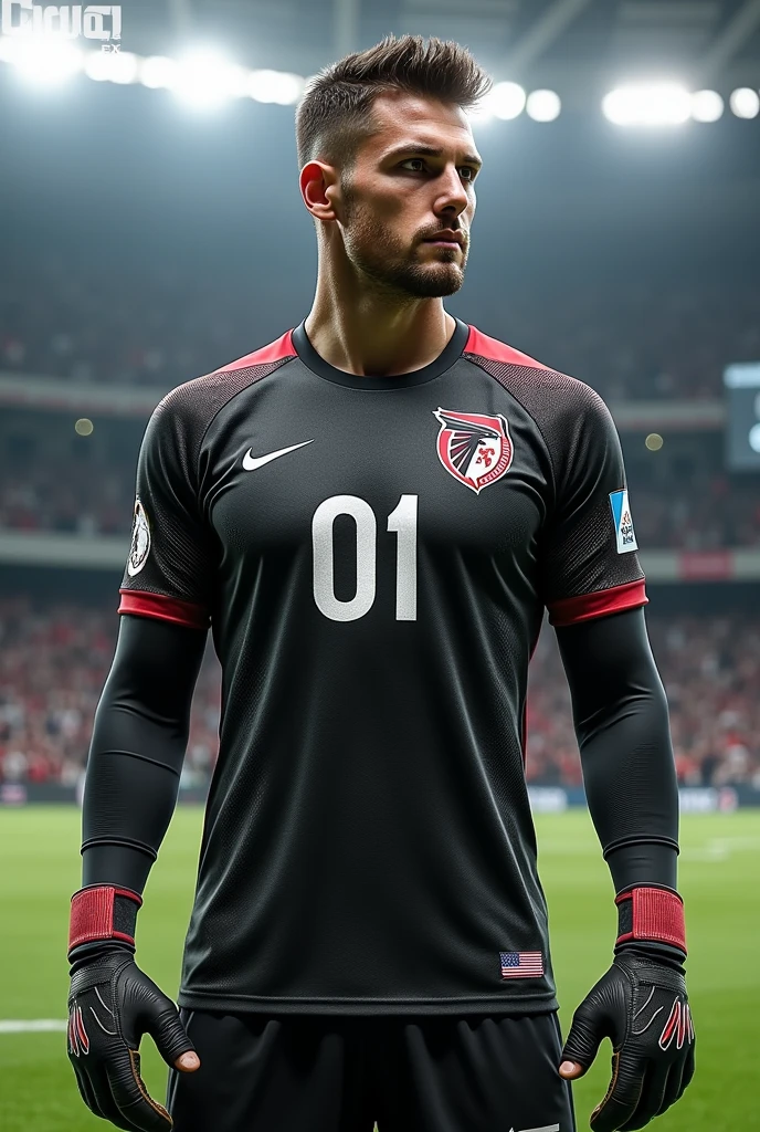 Falcons logo combined with number 01 for goalkeeper jersey