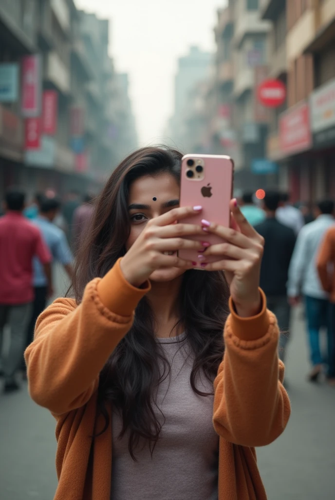 delhi girl taking selfie 18 year old covering face with iphone