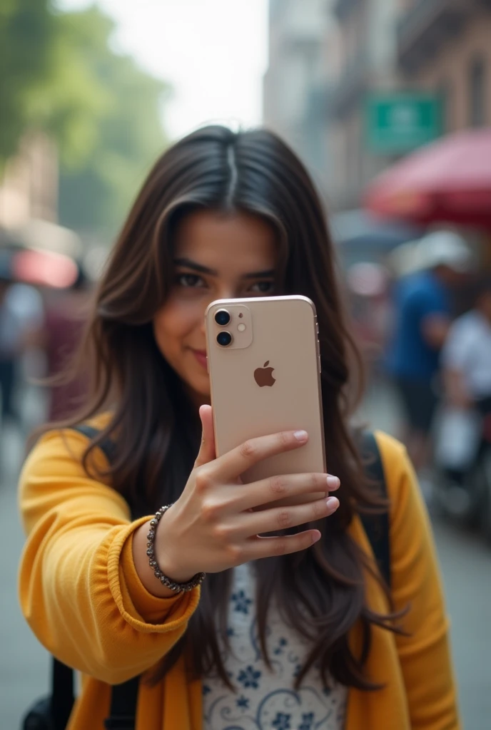delhi girl taking selfie 18 year old covering face with iphone