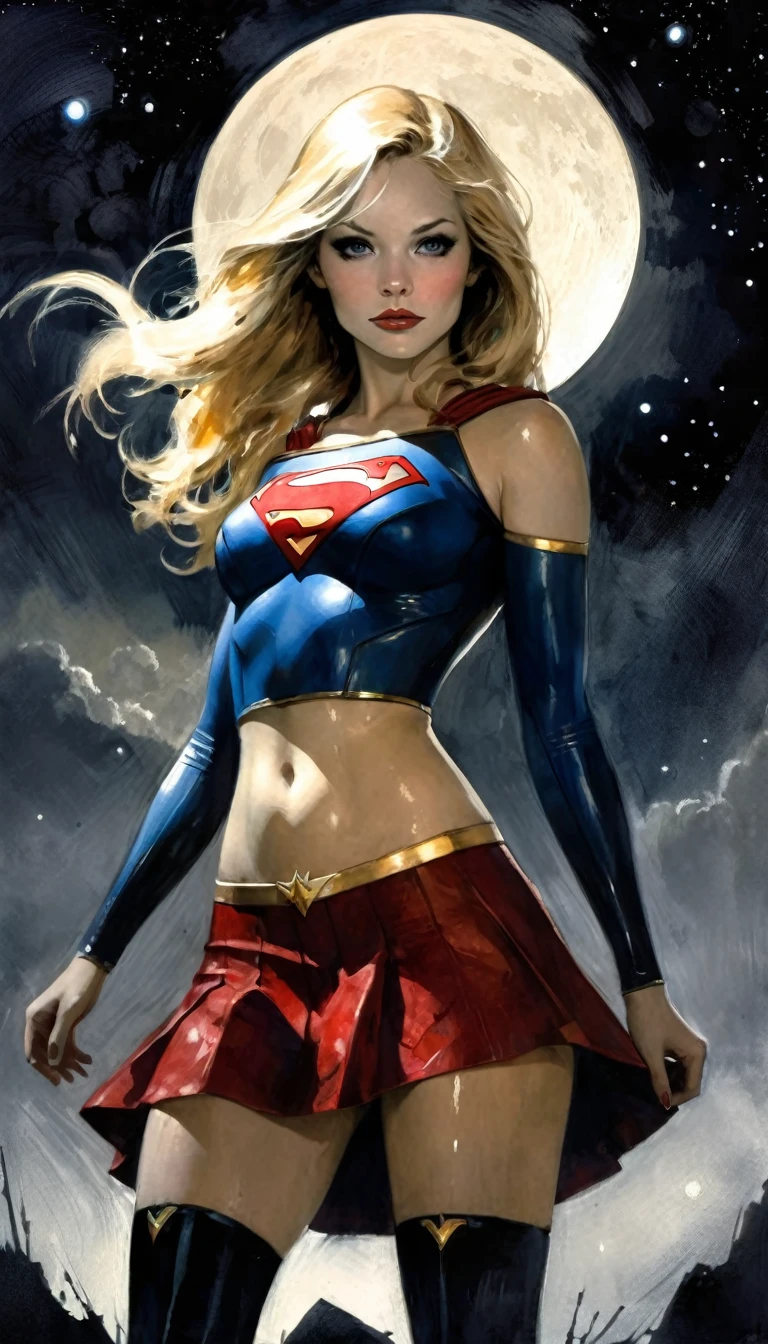supergirl costume,red miniskirt, blonde long hair, dark night,magic, fantastic, night sky, moon, stars, background, eroticism, sexy, black and white image, between shadows, oil painting, chiaroscuro, sensual, dramatic lighting, moody atmosphere, photorealistic, intricate details, masterpiece, ultra-detailed, high quality, 8k, best quality, realistic, cinematic, dark and brooding, expressionistic, powerful composition, emotional impact, {{{,nsfw,speech bubble,sexy nude, {{{,{pussy,spread her pussy,cum,cum on pussy,masterbation,straddling,y}}},cute,ultra detailed skin,sketch}}}, ,}}}, art inspired by Bill Sienkiewicz and Dave McKean
