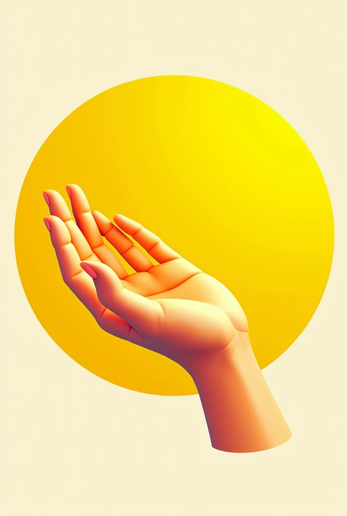 Promotional offer in the shape of a circle that has a palm, yellow color
